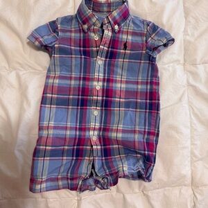 Ralph Lauren unisex Plaid baby romper 6  m
